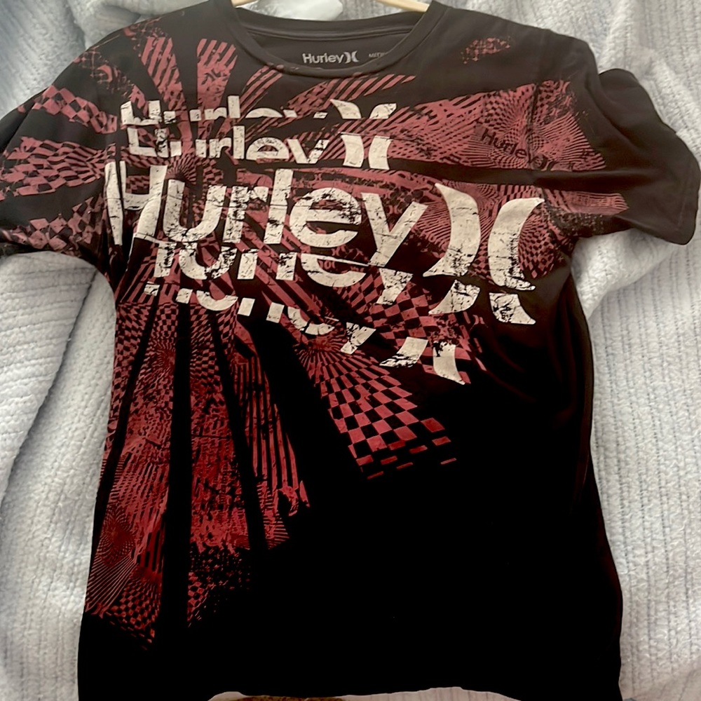 Hurley Brand, Black and Red Tee, Size Medium